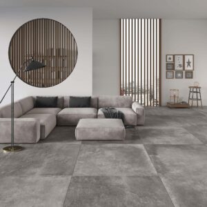 Baldosa Cemento acabado porcelánico rectificado serie Antibes